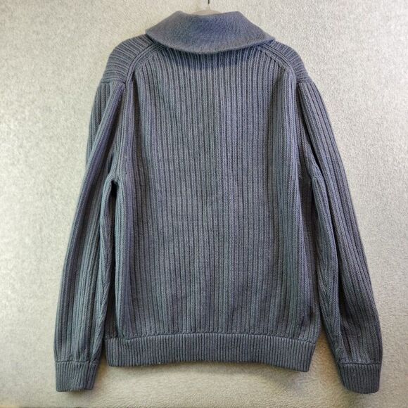 Duluth Trading Sweater Mens LT Gray Infantry High Neck Ribbed Knit Button Collar - Picture 6 of 14